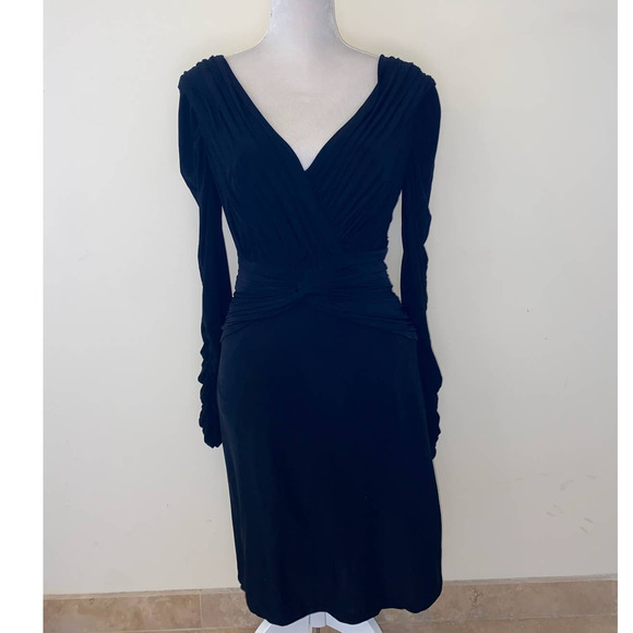 BLACK LONG SLEEVE COTTON DRESS TADASHI SIZE MEDIUM GENTLY USED - Picture 1 of 4